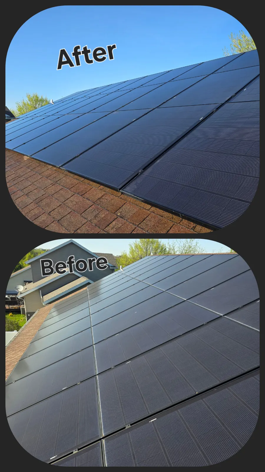 Completed solar panel cleaning Southern Wisconsin