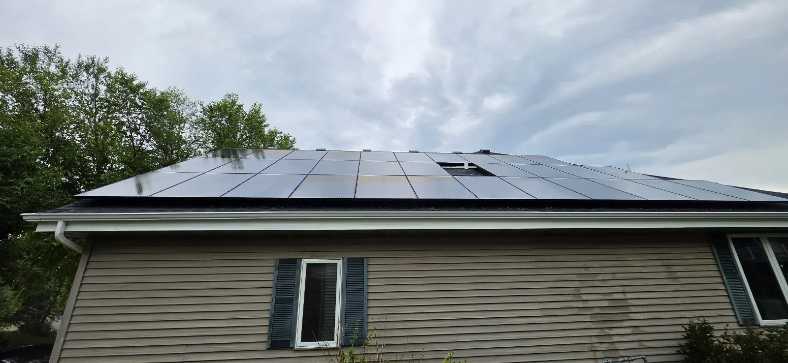 Solar panel covered in dust and grime, before cleaning